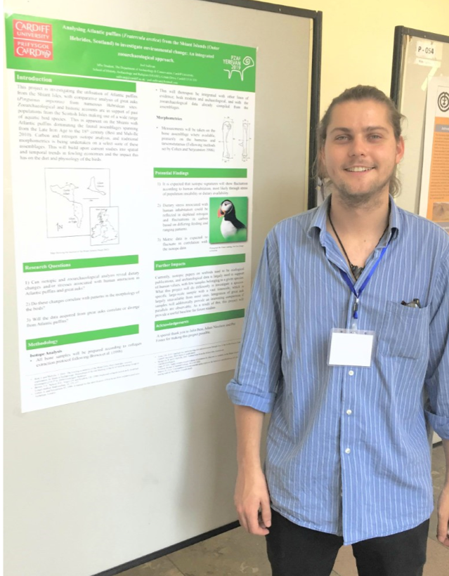 CUBALab's tweet photo. #StudentSpotlightSunday ft MSc student Joel Sullivan! Joel’s research has provided new dietary & osteological information on the Atlantic puffin and the extinct great auk’s foraging behavior & physiology from prehistoric to Post-Med in the Western Isles of Scotland! #CUArch100 https://t.co/22GQs1XVoF