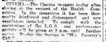 However, despite last week’s lockdown, the town’s cinema reopened on 8/11/18 (thoroughly disinfected, so worry not!), and would celebrate the (limited) reopening with a showing of the blockbuster, ‘Her Country’s call’. The College was also set to reopen.