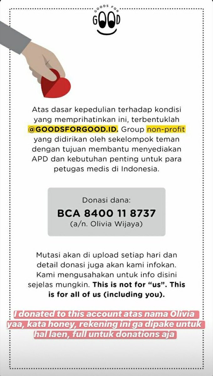 [RT/DONATION HIGHLY APPRECIATED]Donasi untuk membantu tenaga medis yang kekurangan APD!source: @/titantyra on ig