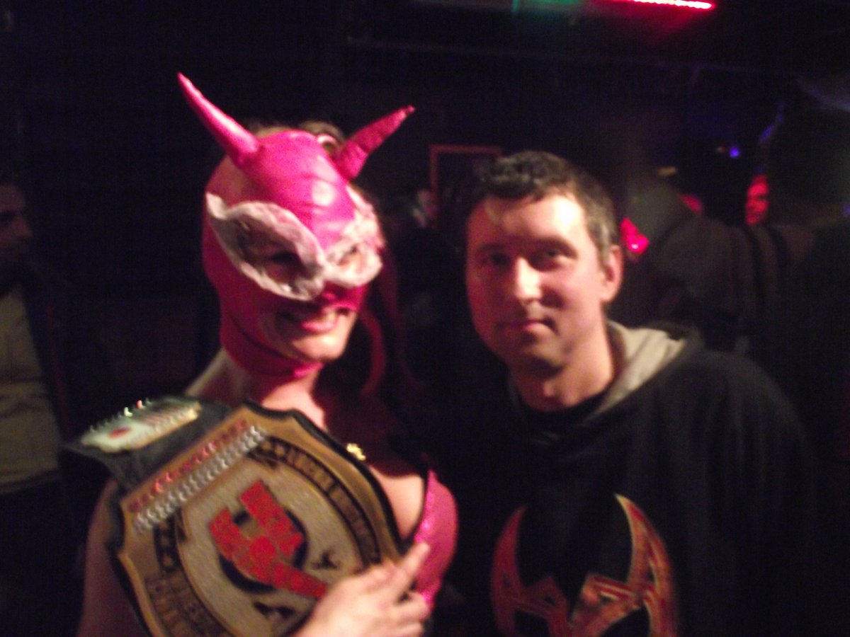 Happy <a href="/NeonCassius/">Cassius💖 The Neon Explosion💥</a> day!! One of the two performers in my favourite match of ALL TIME. Cassius (c) vs <a href="/LaDiablesaRosa/">La Diablesa Rosa</a> 18/3/1 for the <a href="/LuchaBritannia/">Lucha Britannia</a> title who will later become the first female in Europe to win the championship of a mixed gender company. #Iwasthere #Thesetwostars