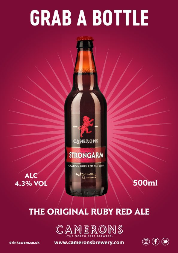 Strongarm bottles have been flying out on our website!  A huge thank you to everyone who has placed an order for our ‘Ruby Red’ 🙌

If you want to get some delivered to your home anywhere in the UK click on the link below 💪🍻👇

cameronsbrewery.shop/all-products/