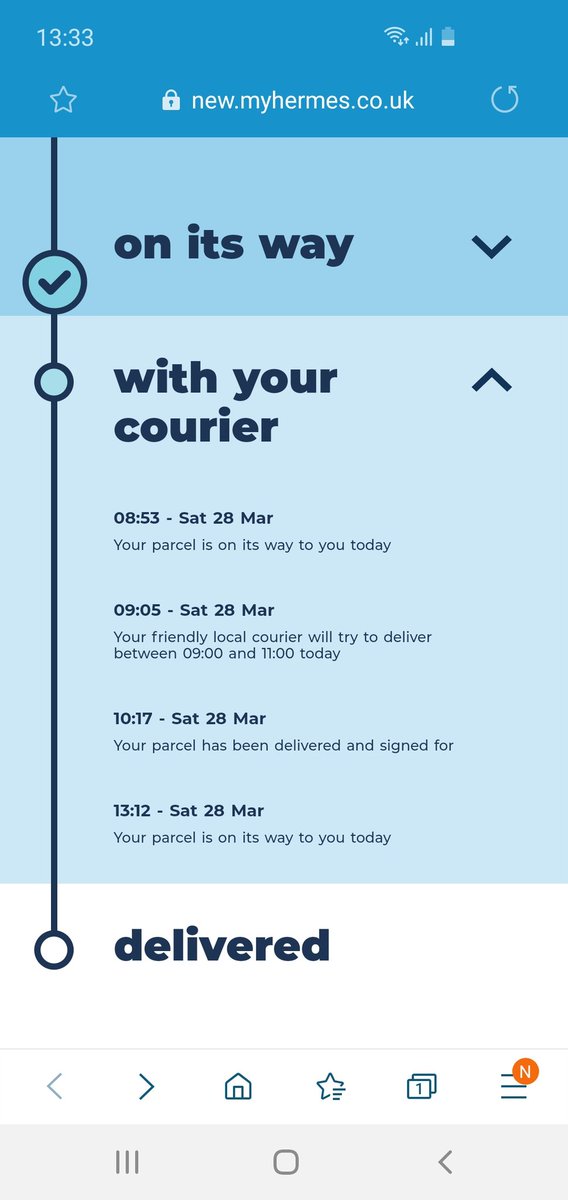 antchaplain's tweet photo. @Hermesparcels hi can you help? Slightly confused and I don't have my delivery. I get nowhere with chatbot online or phone https://t.co/UjjIeqvwgW