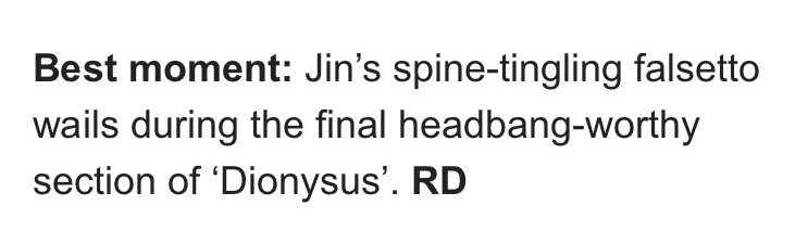 NME saying Seokjins spine-Tingling falsetto in Dionysus was the highlight of Persona album  @BTS_twt  #방탄소년단  #진  #석진  #방탄소년단진  #방탄진  #JIN  #SEOKJIN  #BTSJIN