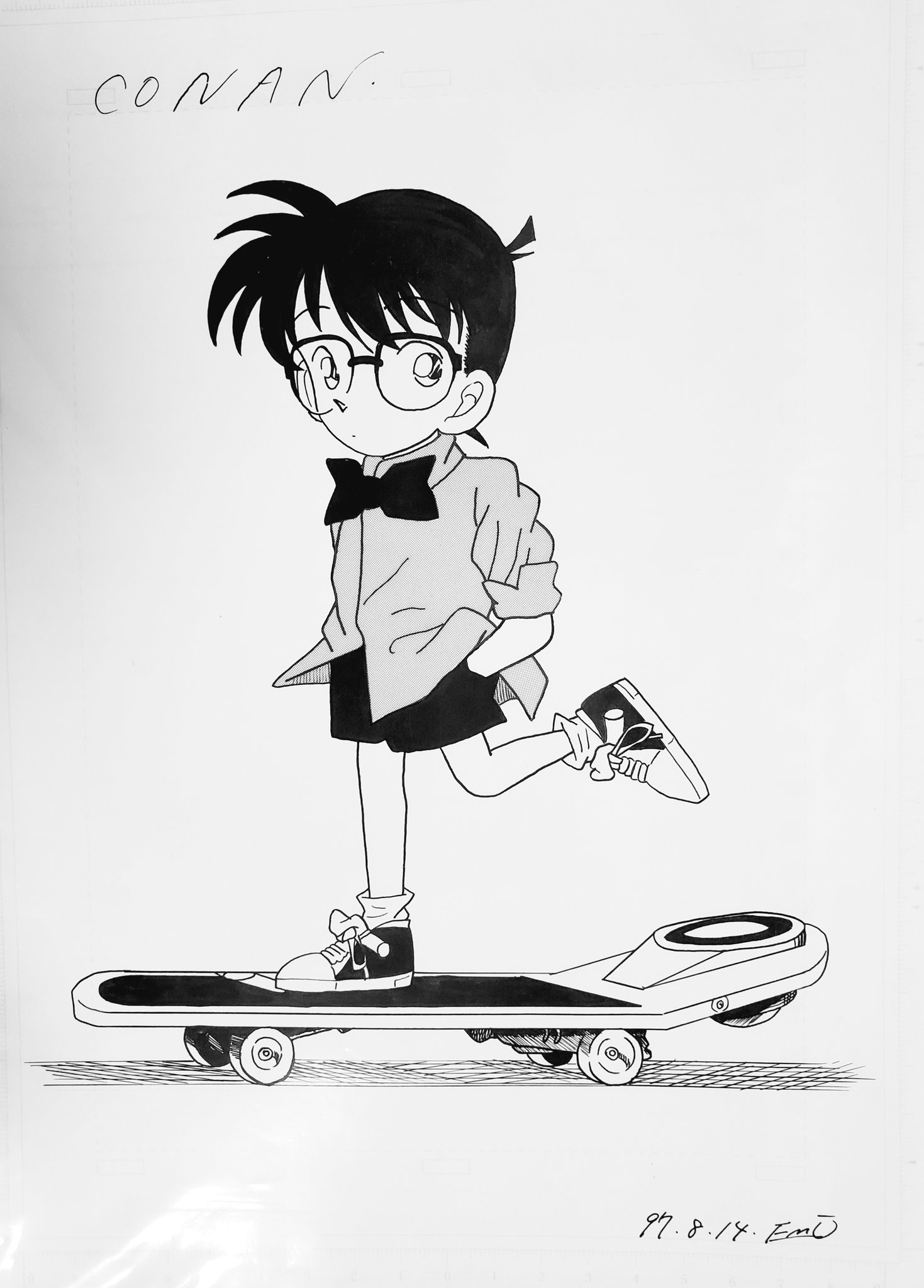 サイン色紙】 青山剛昌 『名探偵コナン』 模写