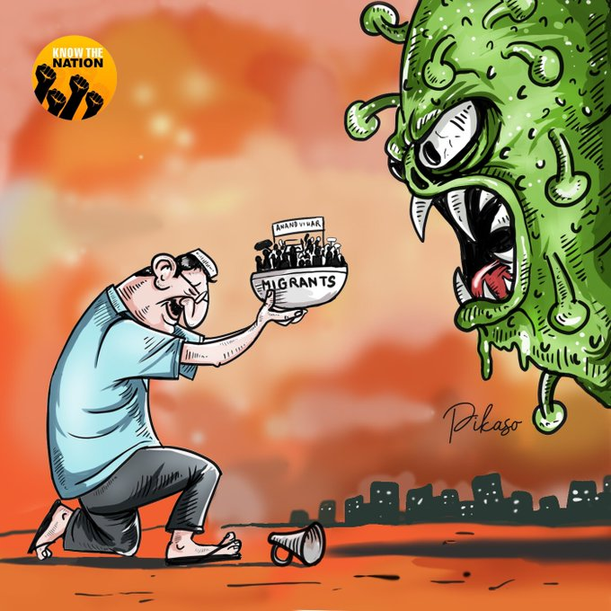 SstarNation's tweet image. RT #KTNToon on the systematic mass exodus of migrant workers from Delhi #KejriwalFailedDelhi #DelhiExodus #IndiaFightsCorona #CoronaUpdate