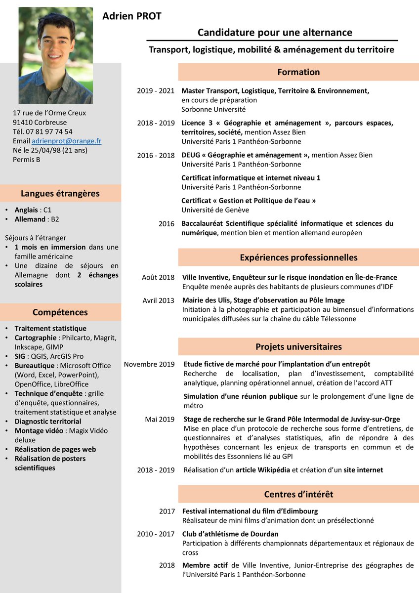 AdrienProt's tweet image. Étudiant géographe en master de transport et logistique à Sorbonne Université, je suis à la recherche d'un stage/alternance à partir de juin 2020