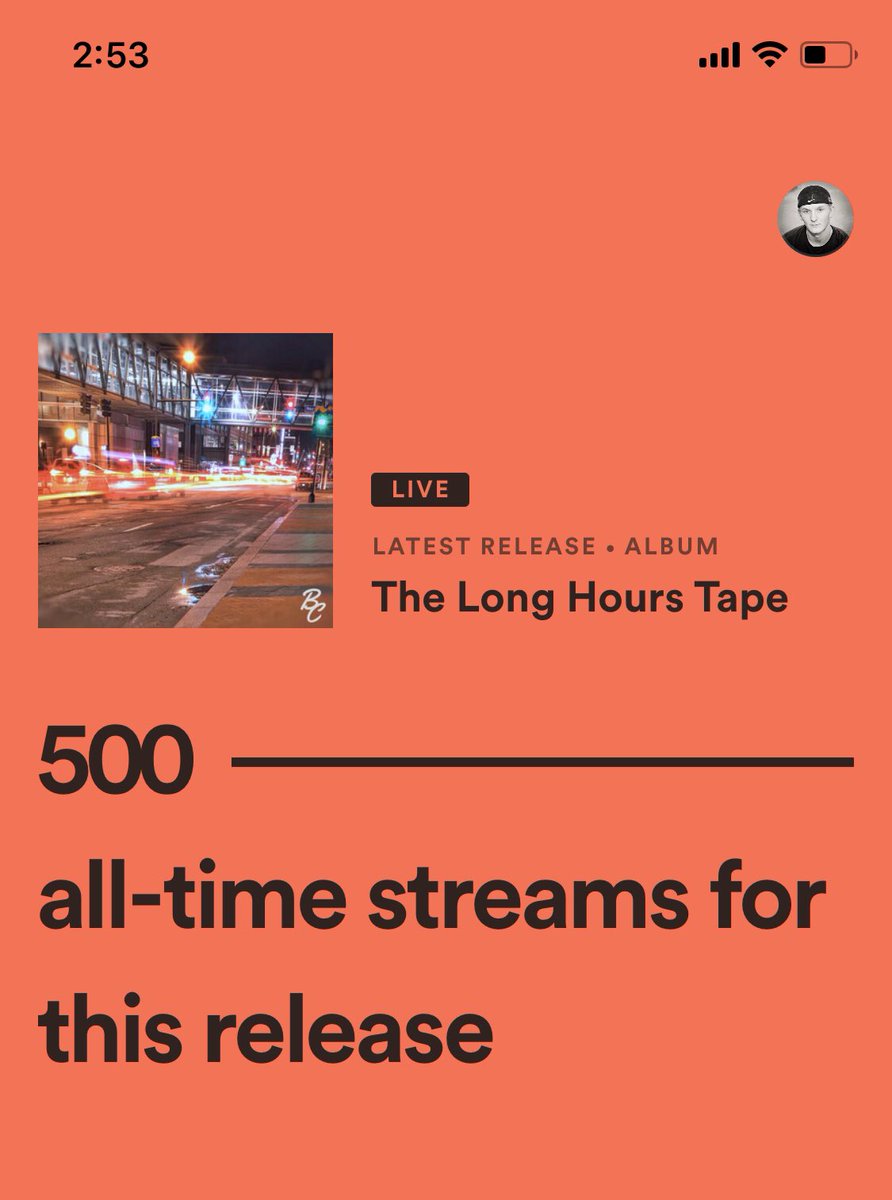 Appreciate everyone who has streamed the project! Already hit 500 streams in 2 days!