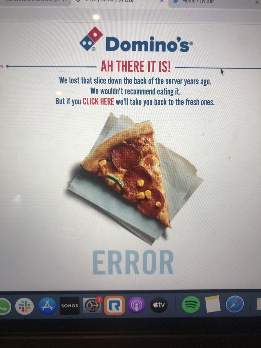 francescaacox's tweet photo. @Dominos_UK This is the message I keep getting, is that due to loads of people trying to order? https://t.co/tX4cfah6o0
