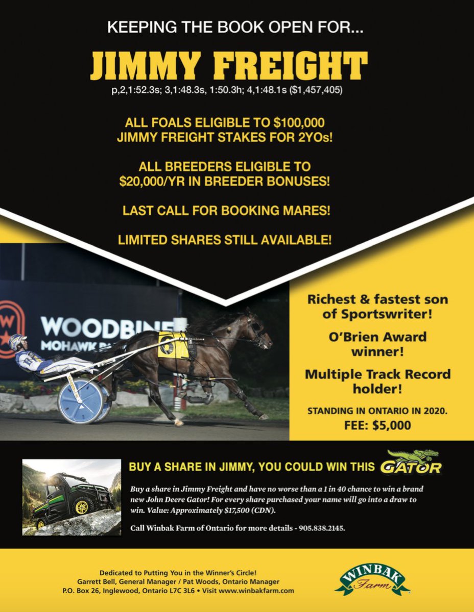 RETWEET + LIKE = $100 AMAZON GIFT CARD!
.
RETWEET + LIKE THIS POST &amp; BE ENTERED TO WIN A $100 AMAZON GIFT CARD!.....IN ADDITION: TAG A Friends in the Comment Section Below 👇 Get one additional entry.
.
BOOK WILL REMAIN OPEN:  Jimmy Freight Standing at <a href="/WinbakFarm/">Winbak Farm</a> (905)-838-2145