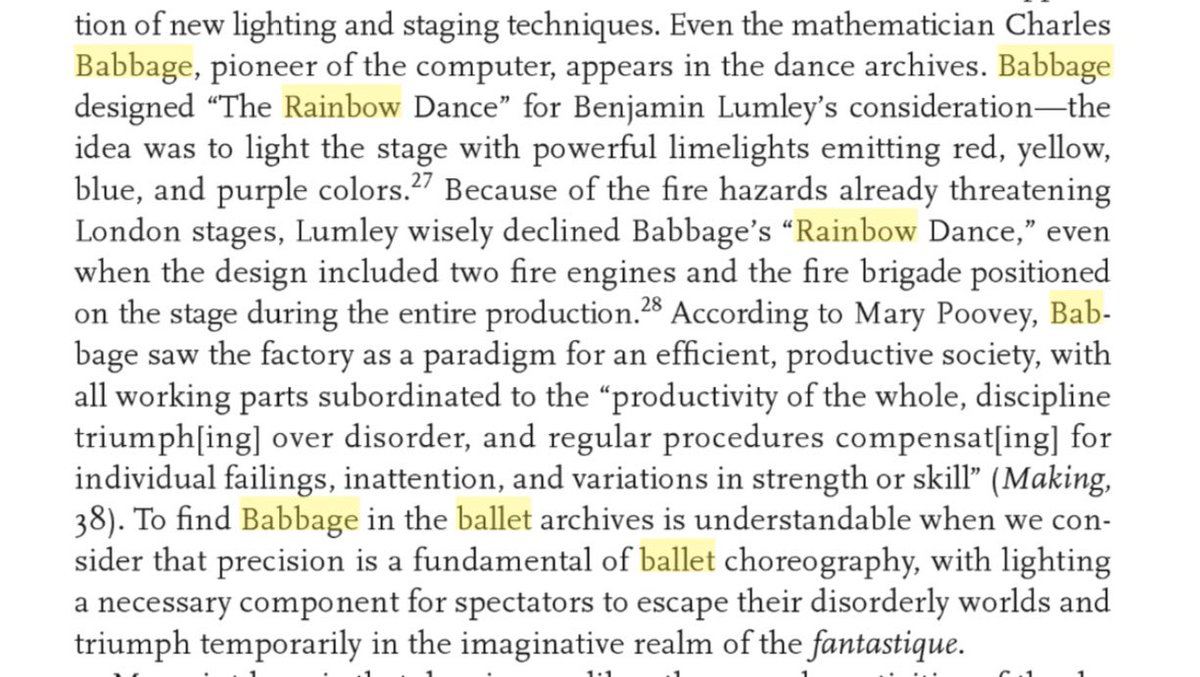 Happy News. I get to cite #charlesbabbage for #ballet in my #PhD. He created an interactive ballet ‘rainbow’ 🌈 #happy #research #creativeComputing #education (on the hunt for original source)