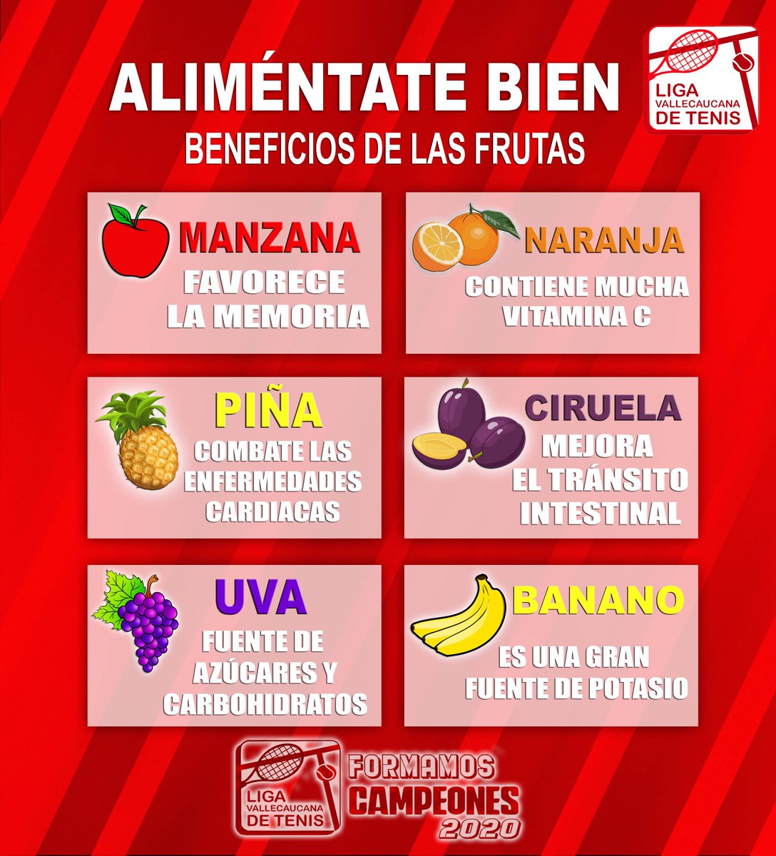 Beneficios de las frutas! 🍇🍎🍌🍊
