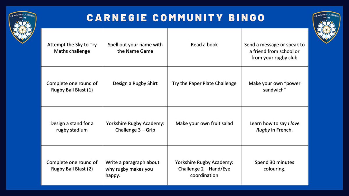 CommunityYC's tweet image. Our Home School Bingo challenge is now available to download.

Why not plan an activity for each day of the week?

The PDF file and all tasks can be found in the Primary School folder on our Dropbox and via our social media.

bit.ly/2UFbF9S

#StayAtHomeAndStaySafe