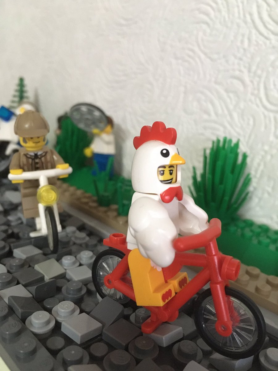 DanYoungDaily's tweet photo. Stage 2 in the Lego Tour de Corona sees the legoton (😑) take on the cobbles on what would have been GhentWigglebum day! A Matt Stephens interview with Ron Weasley (stage win) a shot of  the commentary booth &amp; Sherlock and Mr Chicken smashing it on the cobbles! Great race 😂 https://t.co/Fn2Z5Coe7J