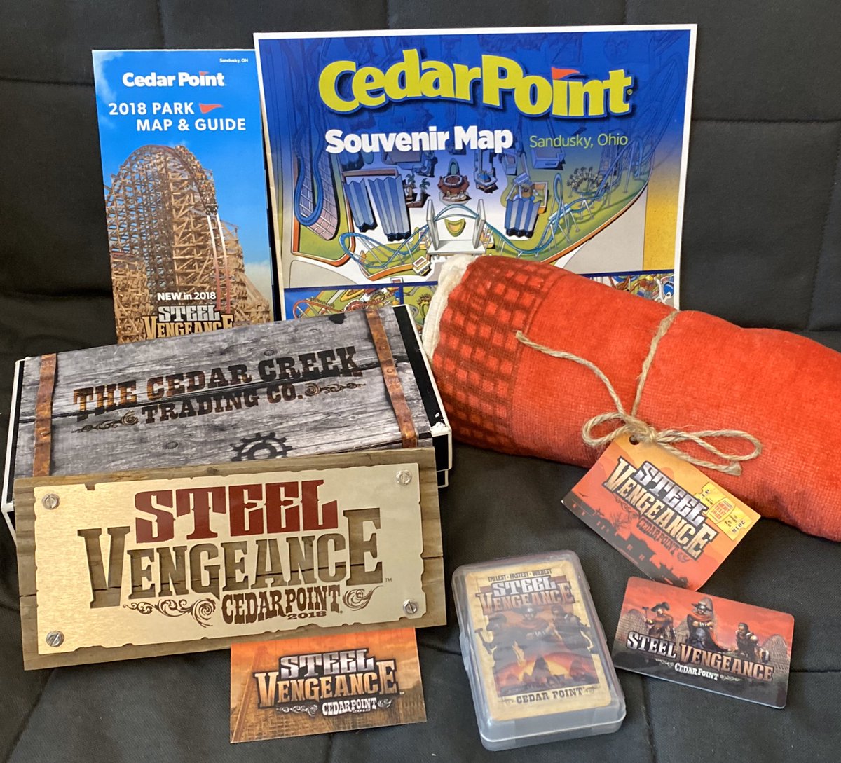 ThemeParkReview's tweet photo. We are giving away this @CedarPoint Steel Vengeance themed TPR Bag-O-Crap! To be entered to win, all you have to do is LIKE or RT this tweet! 
🎢
BONUS ENTRY: Follow our Instagram and like any photo from our feed!
🎢
BONUS ENTRY: LIKE or RT any of our recent tweets! https://t.co/3a2l25O3Sg