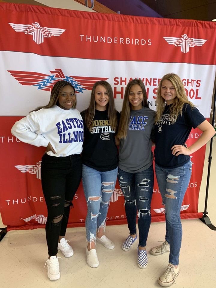 SHHSsoftball's tweet photo. These 4 young ladies have 3 state championships in 3 years. They are not only phenomenal athletes, but they are scholars and great leaders. While it is disappointing to not be able to try for a 4th title, we know these ladies are destined to do AMAZING things!!! https://t.co/A8BBgp5pCJ