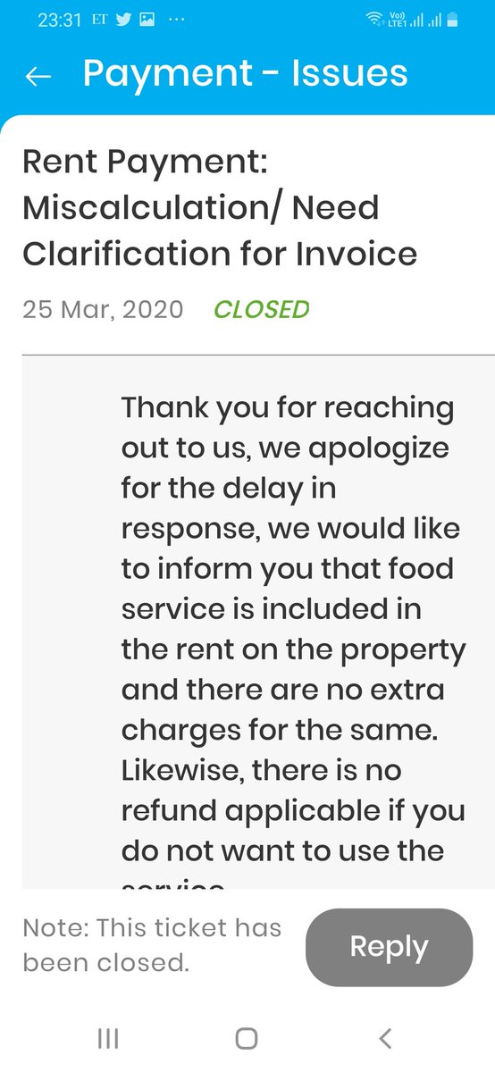 pailvarun's tweet photo. Need help @BlrCityPolice @CMofKarnataka @MoHFW_INDIA 
During exceptional CoVd19, crisis can you @zolostays_india please unsubscribe my food for a month atleast and do give me refund or do not charge food bill for upcoming month, as I am stuck in lockdown at my hometown
Response: https://t.co/8Ybk07zs7Q