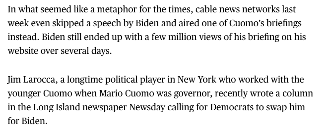TheStalwart's tweet photo. Democratic political junkies increasingly daydreaming about swapping Biden for Cuomo https://t.co/OTokSW7YeB by @ryanbeckwith https://t.co/U4BTeV8AEl