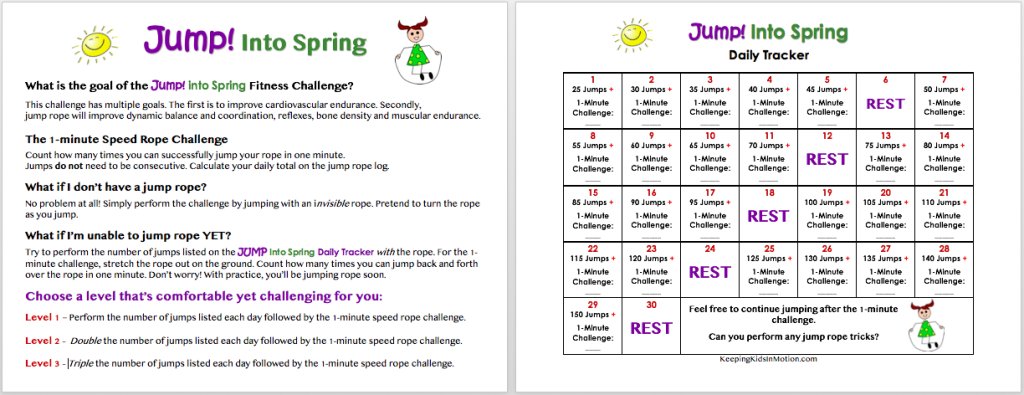 justybubPE's tweet photo. JUMP! Into Spring - 30 Day JUMP ROPE Challenge for ALL levels!
FREE copy of challenge and tracker by clicking the link! #physed #jumprope https://t.co/mb6JCT0M2d https://t.co/juUsfpFhpC