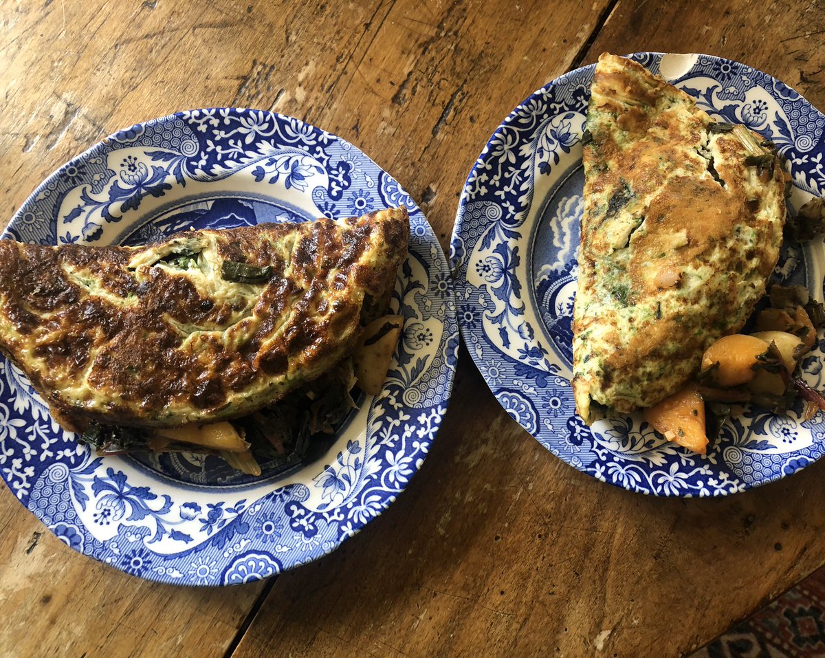 payne_helen's tweet photo. Chard &amp; saffron omelettes from Plenty. Haven’t been shopping for 2 wks now, fortunately I grow chard. No crème fraîche, used halloumi. @ottolenghi what would I do without you? Thanks for such #inspiration #QuarantineLife #LockdownActivity #RecipeOfTheDay https://t.co/dOwgbVm6uu