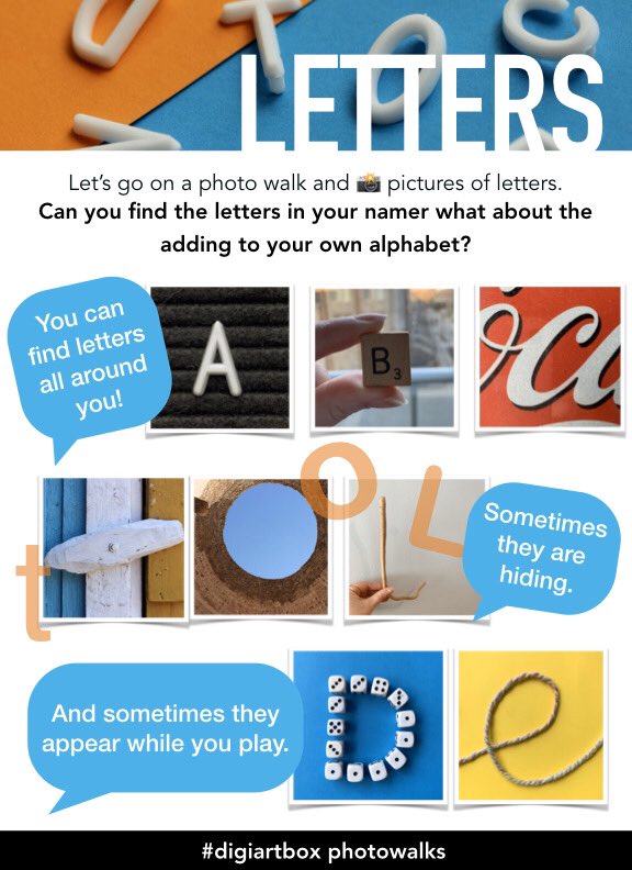 tina_zita's tweet photo. Good Morning on this 🌧 day!

Another photowalk card is ready. On the hunt for letters.

If you want the printable version click here: https://t.co/41eMgJNvhp

See thread for the first card on shapes. Happy 📸 snapping! 
#onted #peel21st #covidED #remotelearning https://t.co/6KmzjfWkb5