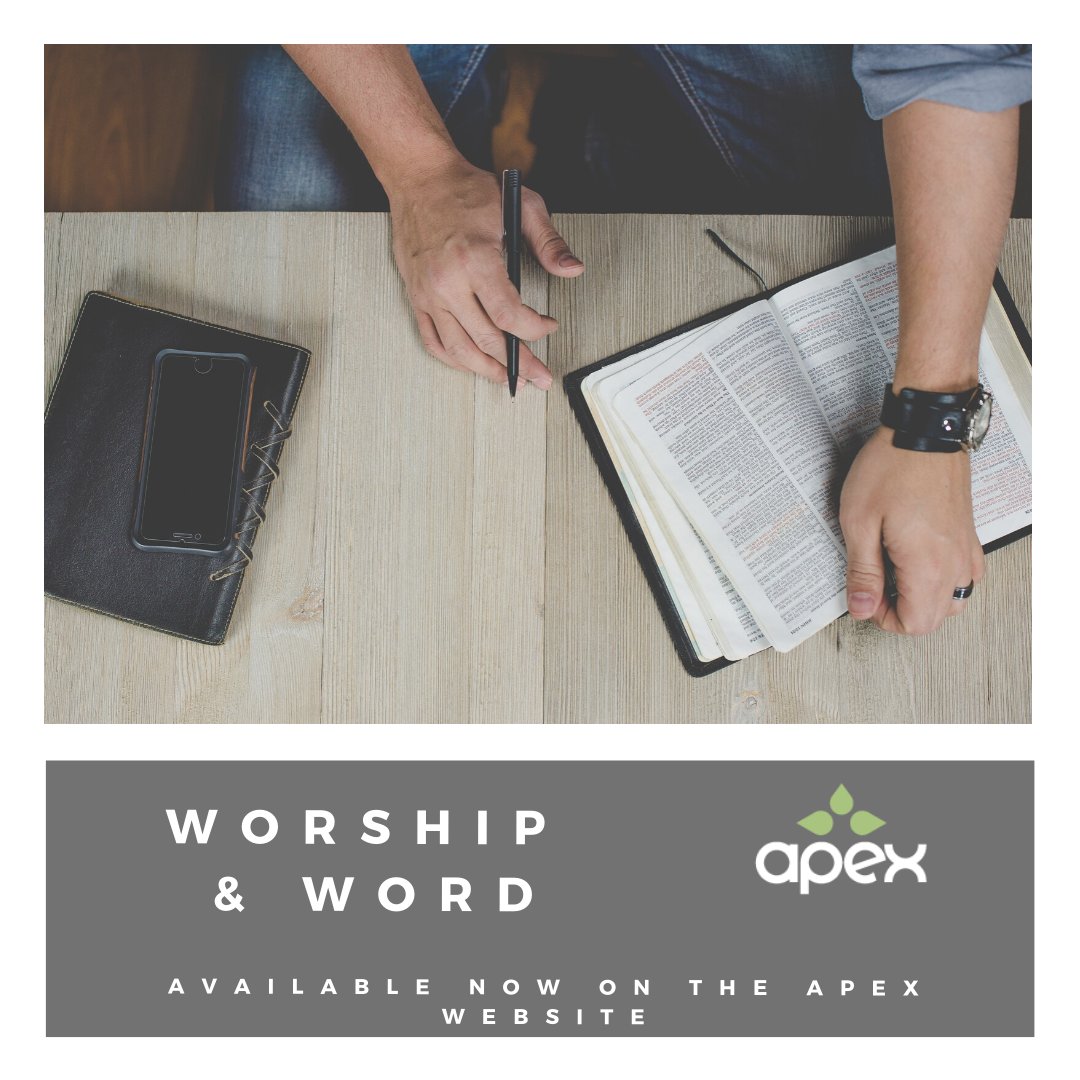 apexcommunity's tweet photo. Today's Worship and Word is available now on the Apex Website at https://t.co/vjkaiLYyCe and our Facebook page https://t.co/xa8ssc1H7R https://t.co/22f0ztixSC