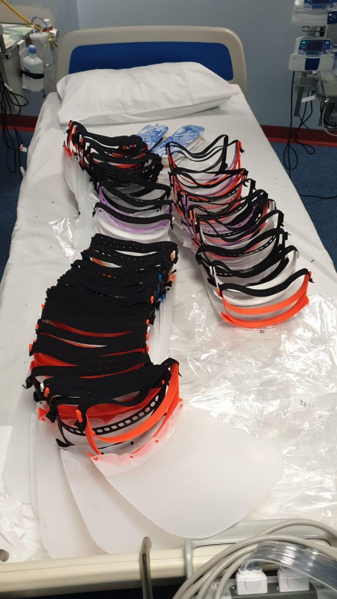 gavinstpier's tweet photo. With thanks to @NickJVermeulen for his initiative resulting in first 50 full face visors designed to ICU spec being delivered to the PEH this morning - given global shortage of Personal Protection Equipment (PPE) this is great news. Thanks so much! #guernseytogether https://t.co/BaxxEkJuei