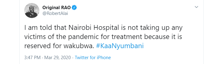 dennis_officiel's tweet photo. Of late nimeanza kuamini @RobertAlai. If he's right this time around, we all need a template for "Ukubwa" so that we start filling it in...just in case
#StopTheSpreadKe #Covid_19 #10BforVentilatorsNotBBI #KOTChurchService #SmokinCountryOnHot https://t.co/3bpjhKQpDg