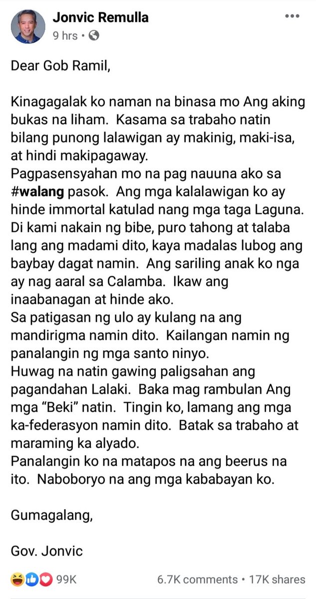 ipfabella's tweet photo. The rumor and the wit of two POGING GOBERNADORS of CAVITE @jonvicremulla and LAGUNA @GovRamilHernandez

Despite of the COVID-19 Pandemic worldwide,you might be laughing while/after reading the "statements" (with sense) of them...

My YES VOTE is only for GOV. @jonvicremulla https://t.co/utjOgAAzkL