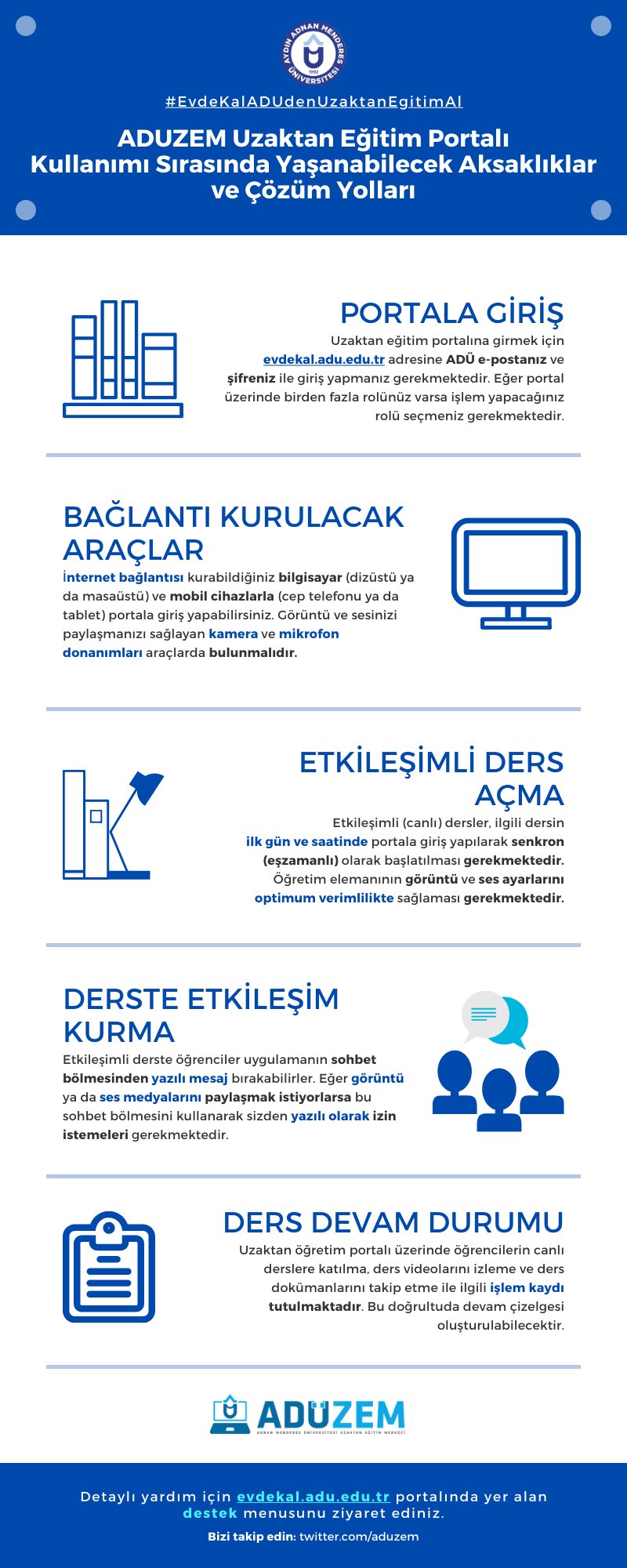 aduzem pa twitter ogretim elemanlarimizin uzaktan egitimde karsilasabilecegi olasi problemlere yonelik cozum onerilerimiz evdekaladudenuzaktanegitimal https t co uvm65aqs6l twitter