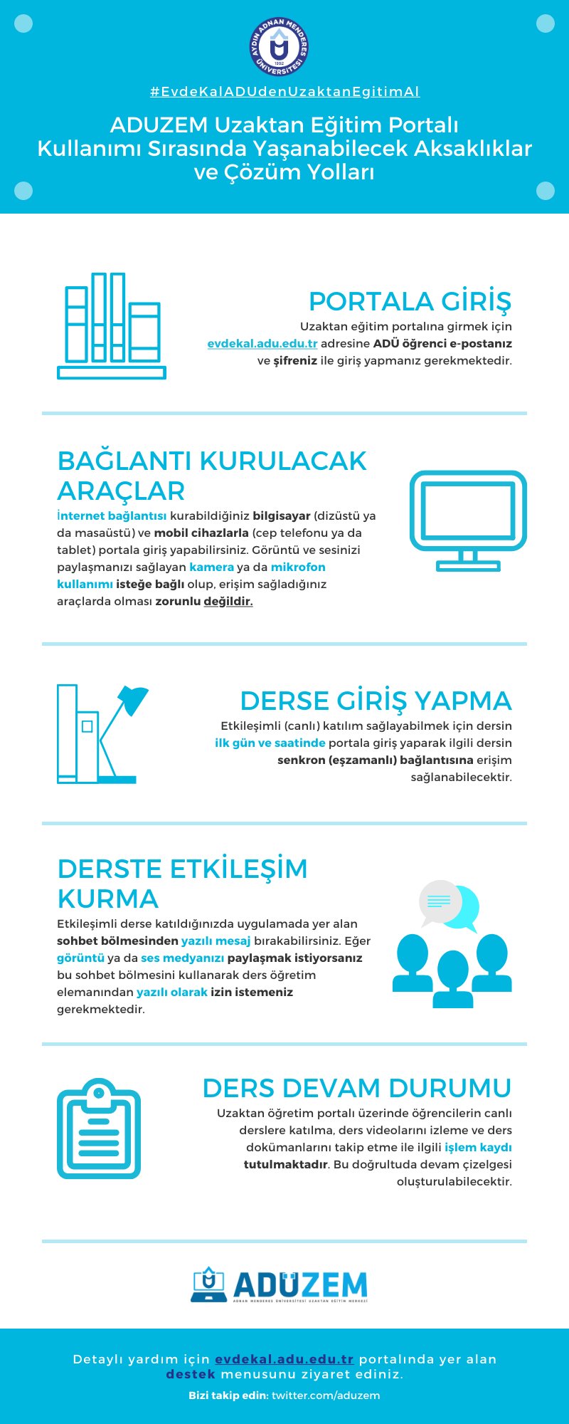 aduzem on twitter ogrencilerimizin uzaktan egitimde karsilasabilecegi olasi problemlere yonelik cozum onerilerimiz evdekaladudenuzaktanegitimal https t co kglebsemlh twitter