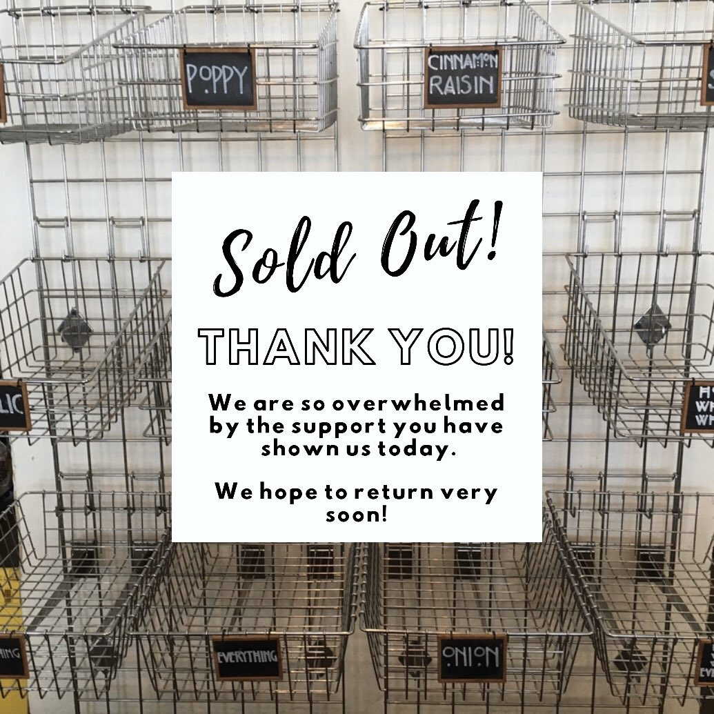 WOW! We are so humbled (pun intended) by the support today. 
We truly have the best customers and we cannot wait to return to you. 
In the meantime, please stay safe and healthy. In these times of uncertainty, we all must stick together. 
Thank you again, so much. 🥯♥️