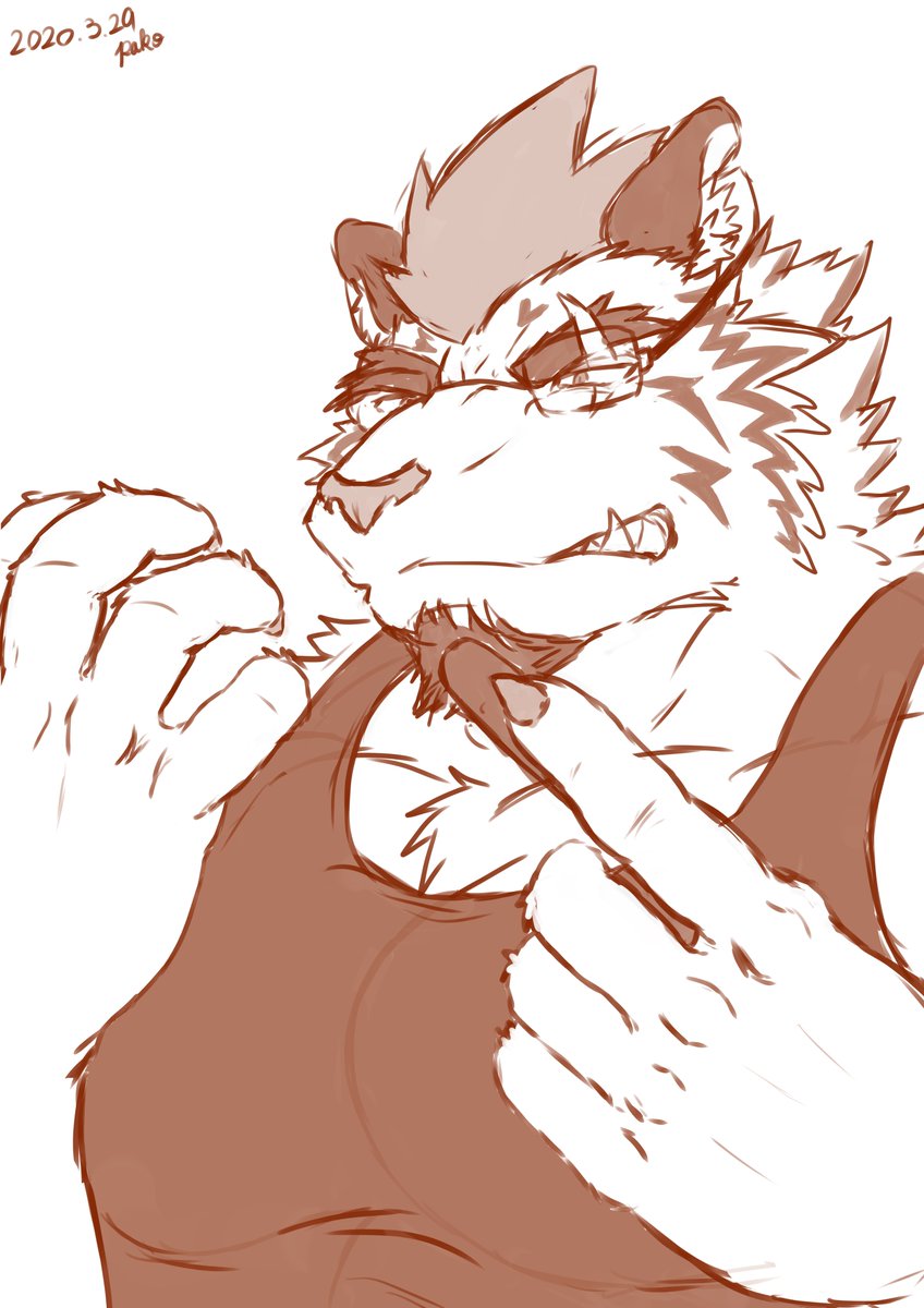 は こ Sur Twitter 爪とぎしている強面傷眼鏡マッシブタイガー 人間が獣人好きな獣人って 相手を傷つけないようこまめに爪とぎしてそうだなって話