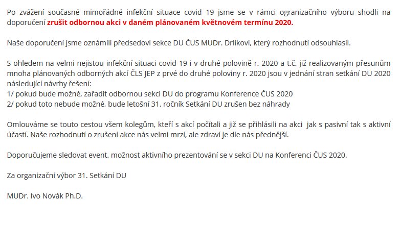 HANZOProd's tweet photo. S ohledem na aktuální situaci bylo bohužel 31. výroční setkání dětských urologů v původně plánovaném květnovém termínu zrušeno.
Jménem organizačního výboru se omlouváme za toto nemilé rozhodnutí a doporučujeme sledovat stránky @CUS_CLS_JEP ohledně aktuálních informací #uroczech https://t.co/Az1bRVoP5M