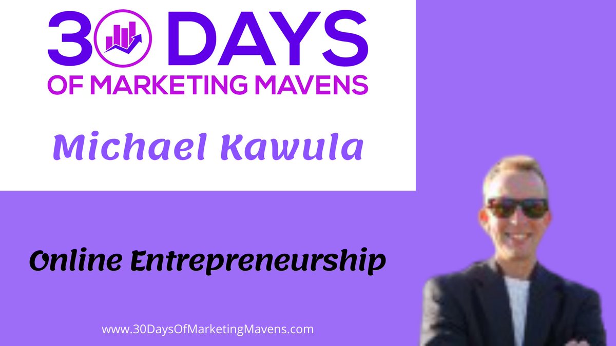 hwolpoff's tweet photo. It's Day 28 of 30 Days of #Marketing Mavens and our guest is @MikeKawula, an online connector and serial #entrepreneur, who shares with us his experiences connecting online and his new online venture. click https://t.co/0XUE0qycyX #30daysofmarketingmavens #SundayMotivation https://t.co/B9UxOZmBvA