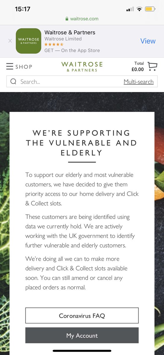 EmEvans_xx's tweet photo. @waitrose Please can you help me set up food deliveries for my 87 year old grandmother? She’s been a Waitrose customer for over 50 years. https://t.co/UEkwo2rbfk