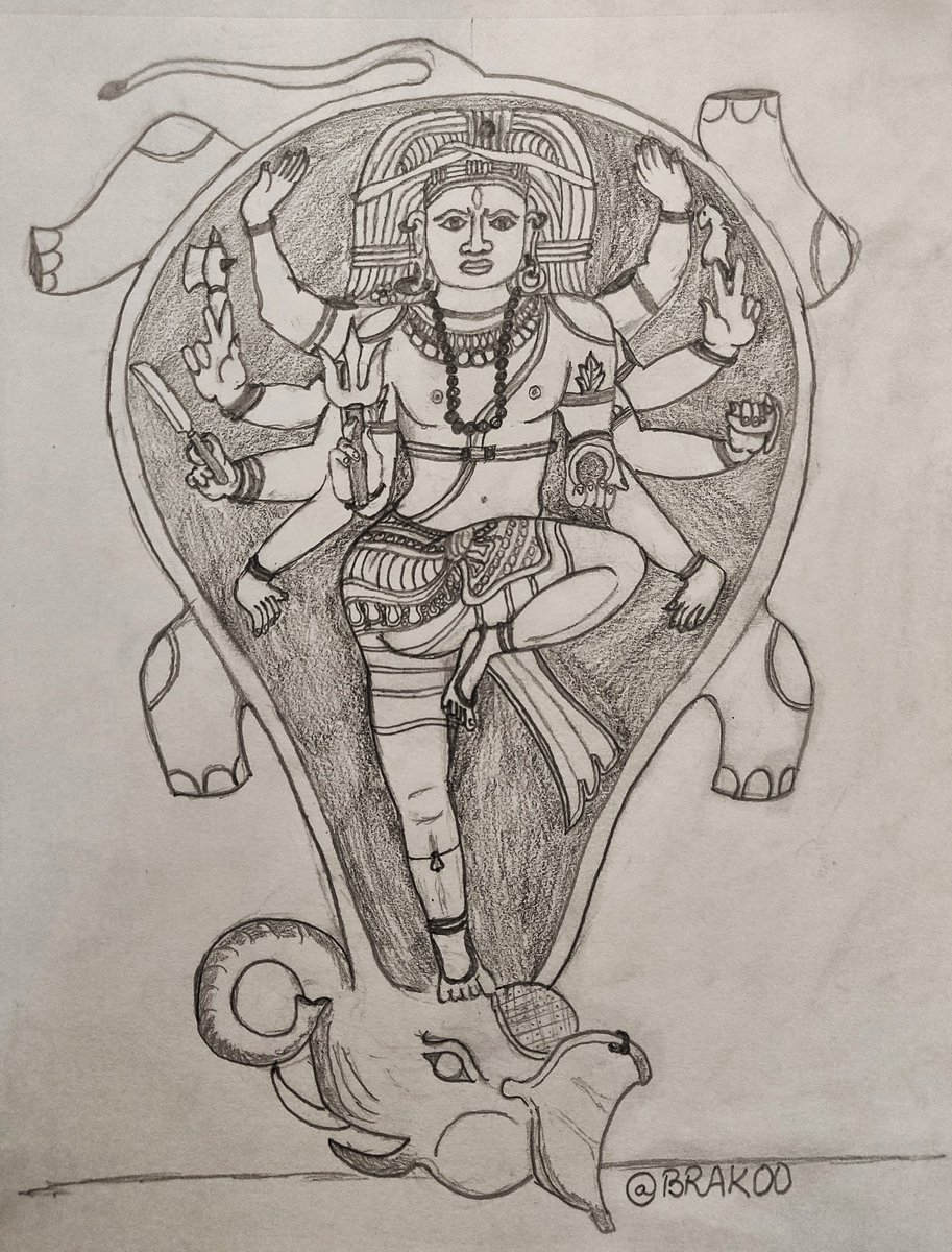 From the benign to the furious. Today's sketch: Gajāsurasaṃhāramūrtī