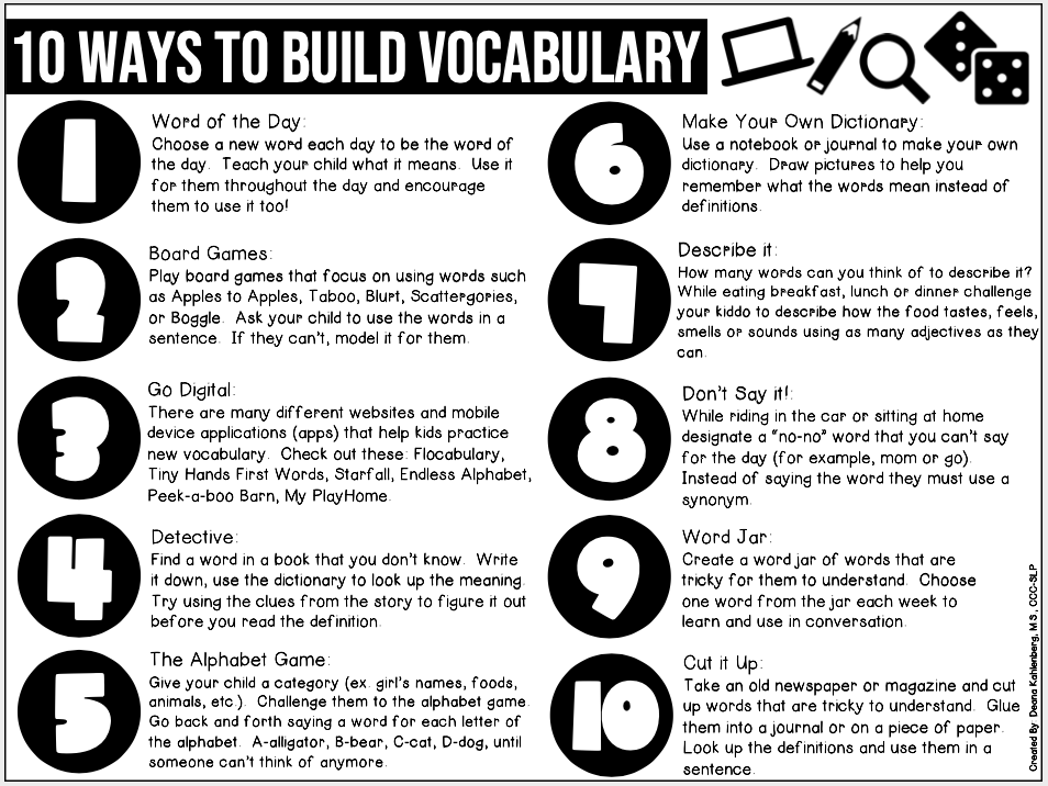 Work some vocabulary building into your daily routine.  Here are some easily ways curtesy of Primary Punch on TpT. <a href="/Hannahschooners/">Hannah School</a> #language