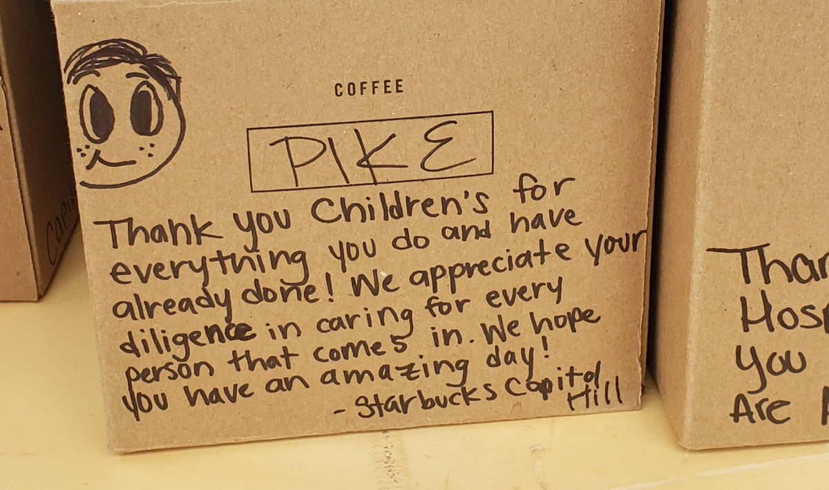 Thank you <a href="/Starbucks/">Starbucks</a> at Capitol Hill DC for your coffee donation for volunteers at our <a href="/ChildrensNatl/">Children's National Hospital 🏥</a> COVID pediatric drive through testing site. #Covid_19