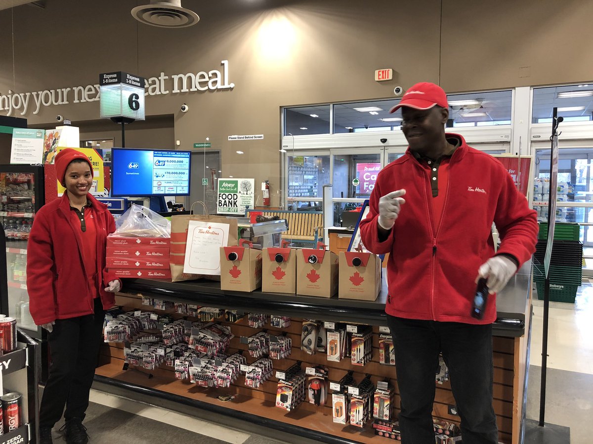Went to <a href="/sobeys/">Sobeys</a> in Simcoe this morning and saw the coolest thing....  <a href="/TimHortons/">Tim Hortons</a> delivering coffee to the front line employees