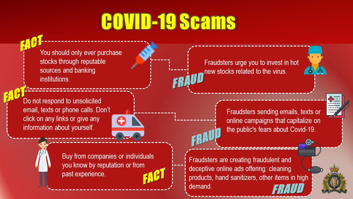 BCRCMP's tweet photo. COVID-19 scams are spreading like the virus https://t.co/zu2wzdIDJm https://t.co/FiTEZSVvWi