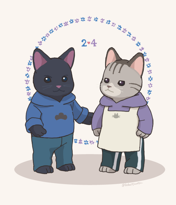 furry hood hoodie pants cat apron standing  illustration images