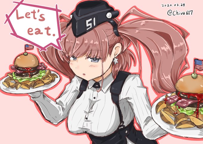 手作りAtlantaバーガー
「さ、一緒に食べよ。」

(+1h)
#艦これ版深夜の真剣お絵描き60分一本勝負
#艦これ版真剣お絵描き60分一本勝負_20200329
#アトランタ 