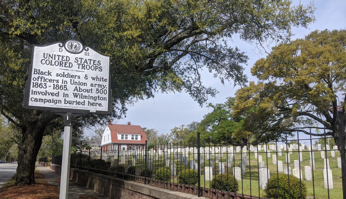 capefearmuseum's tweet photo. Our friends @CFUnearthed are getting folks to post  @NC_Markers on FB. We thought we'd post this one, about the USCT. It's located on Market Street at the National Cemetery.  #historyonastick  #SocialDistancingOutside https://t.co/wdDJtYSvJs