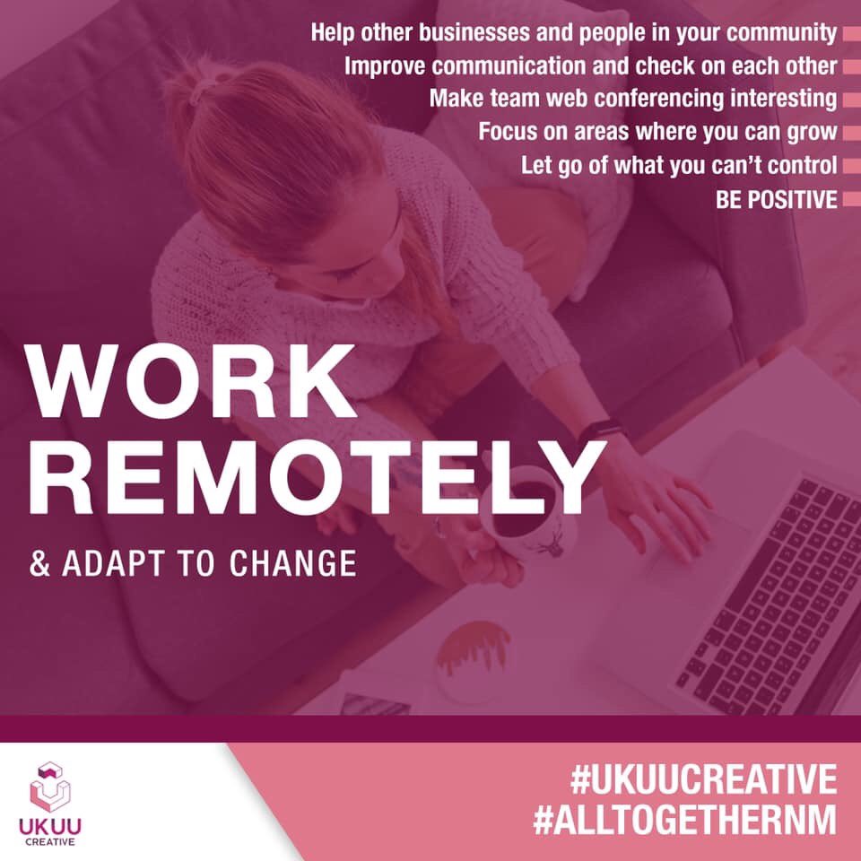 UkuuCreative's tweet photo. Improve communication and let’s check on each other! Let go of what you can't control. 

Can UKUU Creative help with these steps to work remotely and adapt to change?💡 Now, more than ever, is the time to help other businesses and people in our community! 👥

#bepositive #change https://t.co/LfNDy18wxQ
