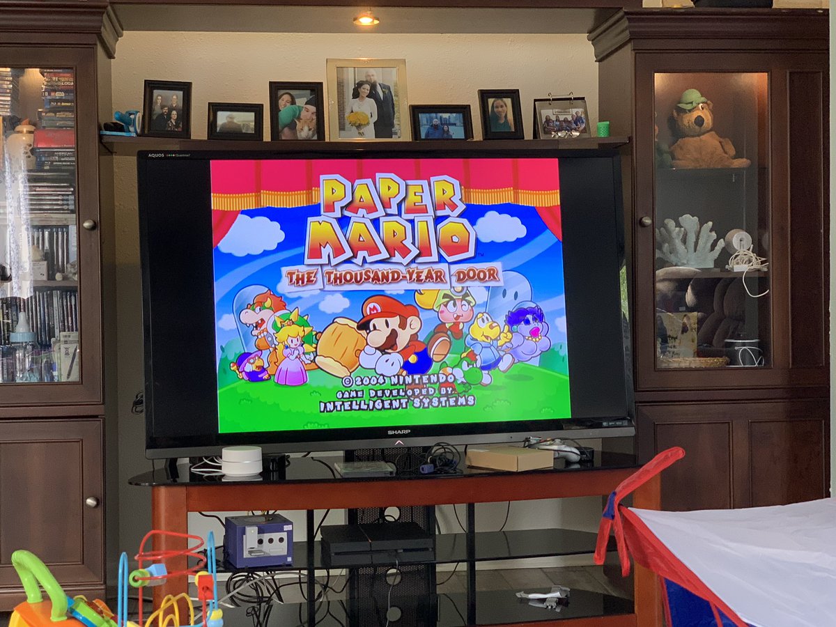 Decided to hook up the GameCube and play this classic.  The <a href="/LevelHike/">LevelHike</a> HDMI cable makes it looks so amazing on a modern screen. #PaperMario