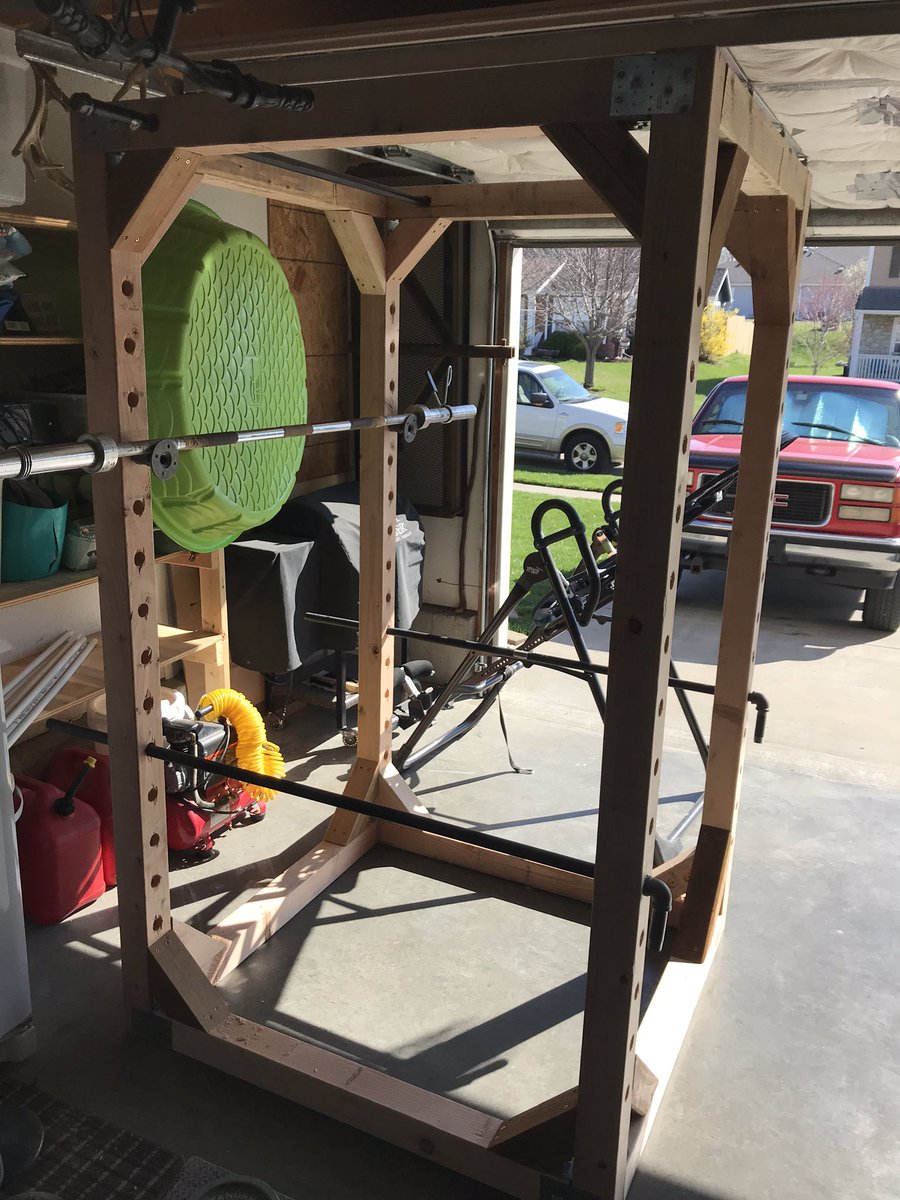 smcginness12's tweet photo. With workout facilities closed @JMcGinness32 suggested we build our own power rack. #saturdayproject https://t.co/8CyEezg14O