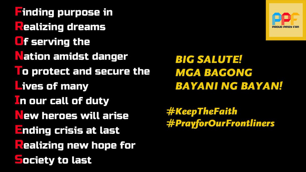 ILovePurefoods's tweet image. Thank you Frontliners!  Mga bagong bayani ng bayan! #Frontliners #PrayforourFrontliners #FightCovid19 #ThankYouFrontliners