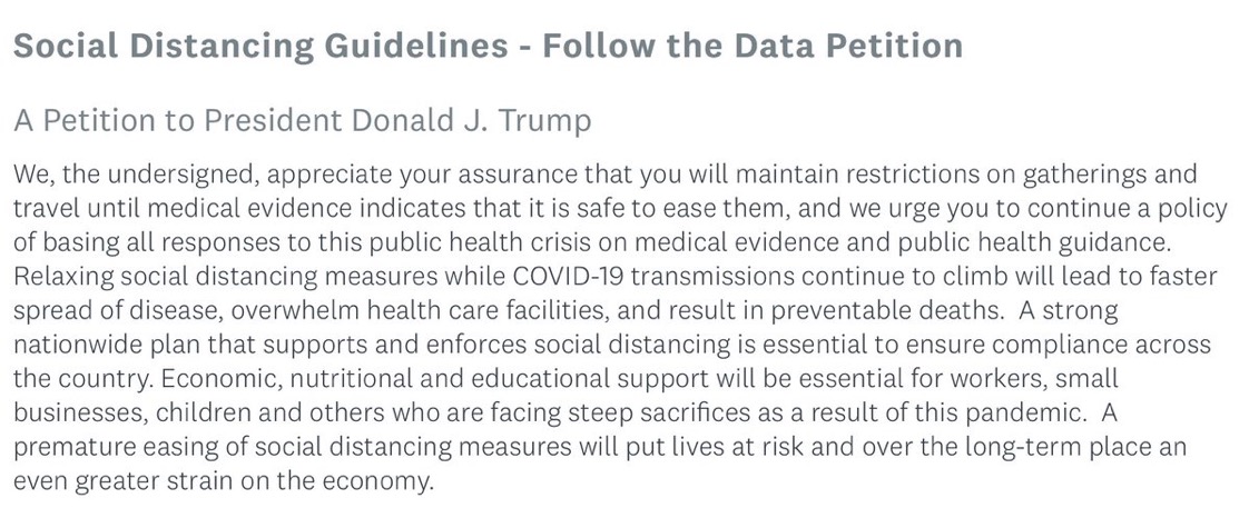 IDSAInfo's tweet photo. Sign our #FollowtheData petition to @POTUS by TONIGHT to urge social distancing guidelines not be lifted until medical evidence shows it's safe to do so. #FlattentheCurve #WeAreID 

✍️: https://t.co/qAKLlyQEjy https://t.co/oUfYUc7oC6