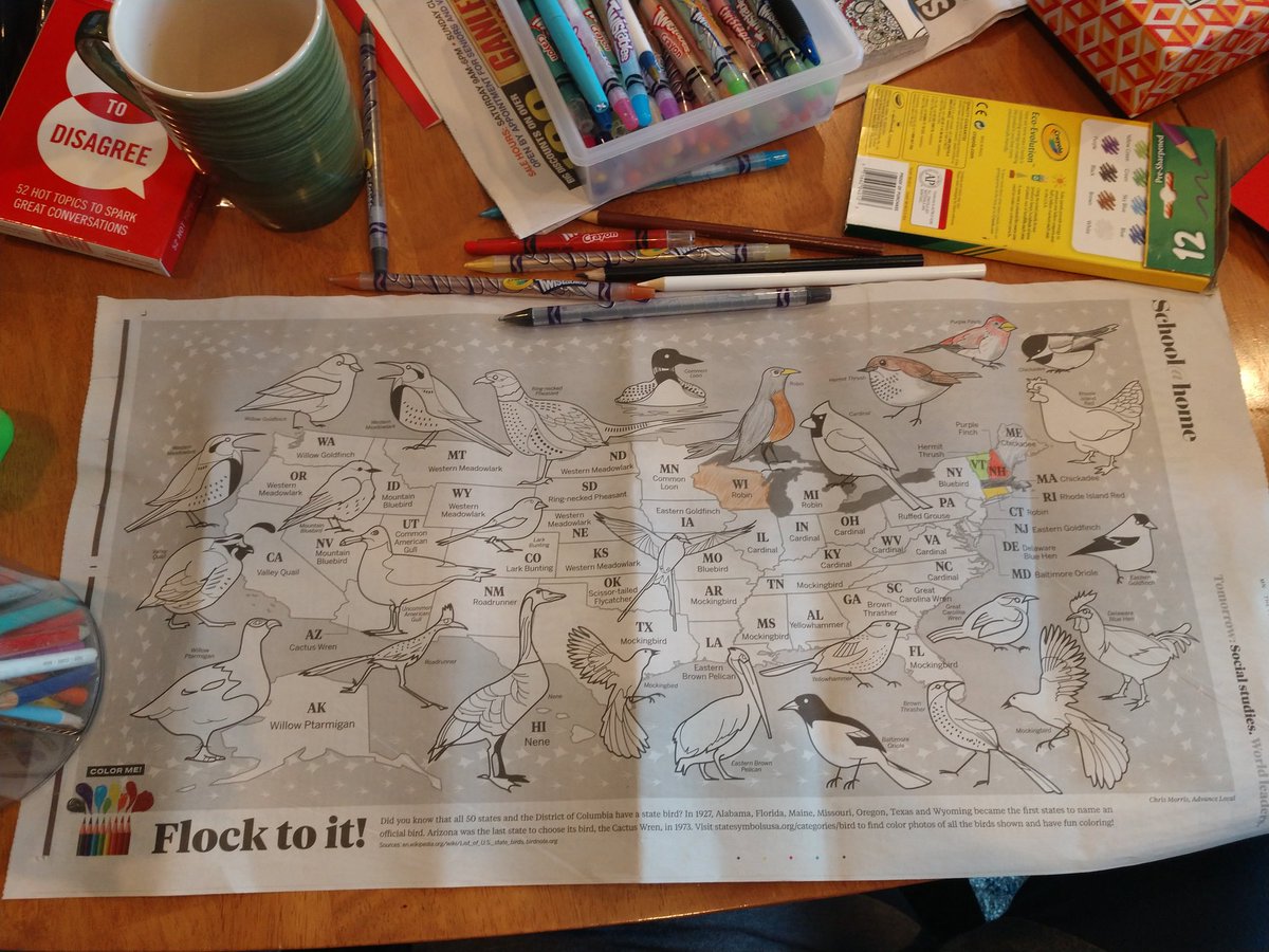 Couldn't resist coloring the state bird map in the Cleveland Plain Dealer today!#lastdayofspringbreak