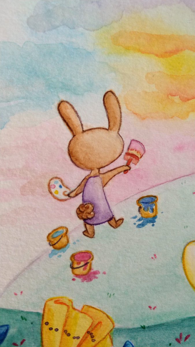 amindofitsown's tweet photo. Mais coelhos! Céu colorido, sinal de Páscoa chegando :-) #watercolor #pentel #staedtler #rabbits #bunnies #eastersky #easter #pascoa https://t.co/w8XtP5cYjx